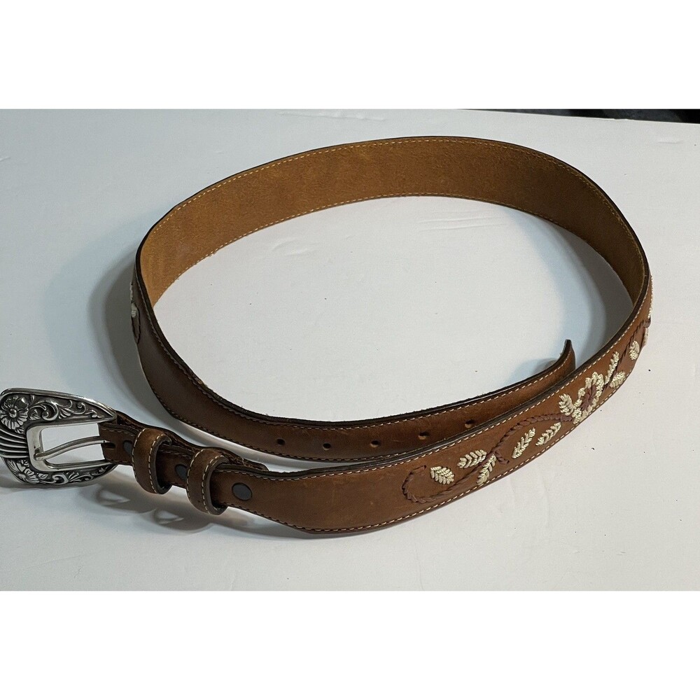 JUSTIN  Western Top Grain Cowhide  Brown Belt Womens Size 32 Preowned EUC